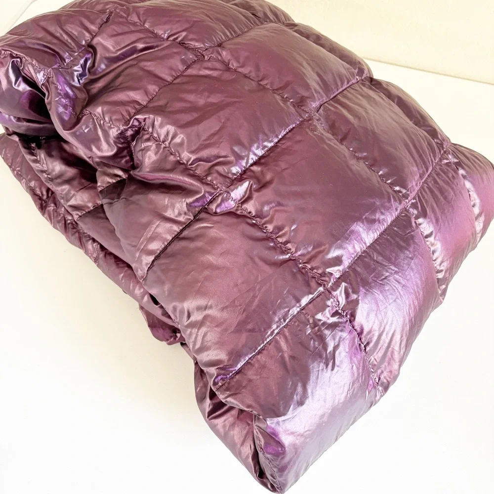Blue Ridge Home Metallic Purple Down Quilted Camping Outdoor Throw Blanket 60x70